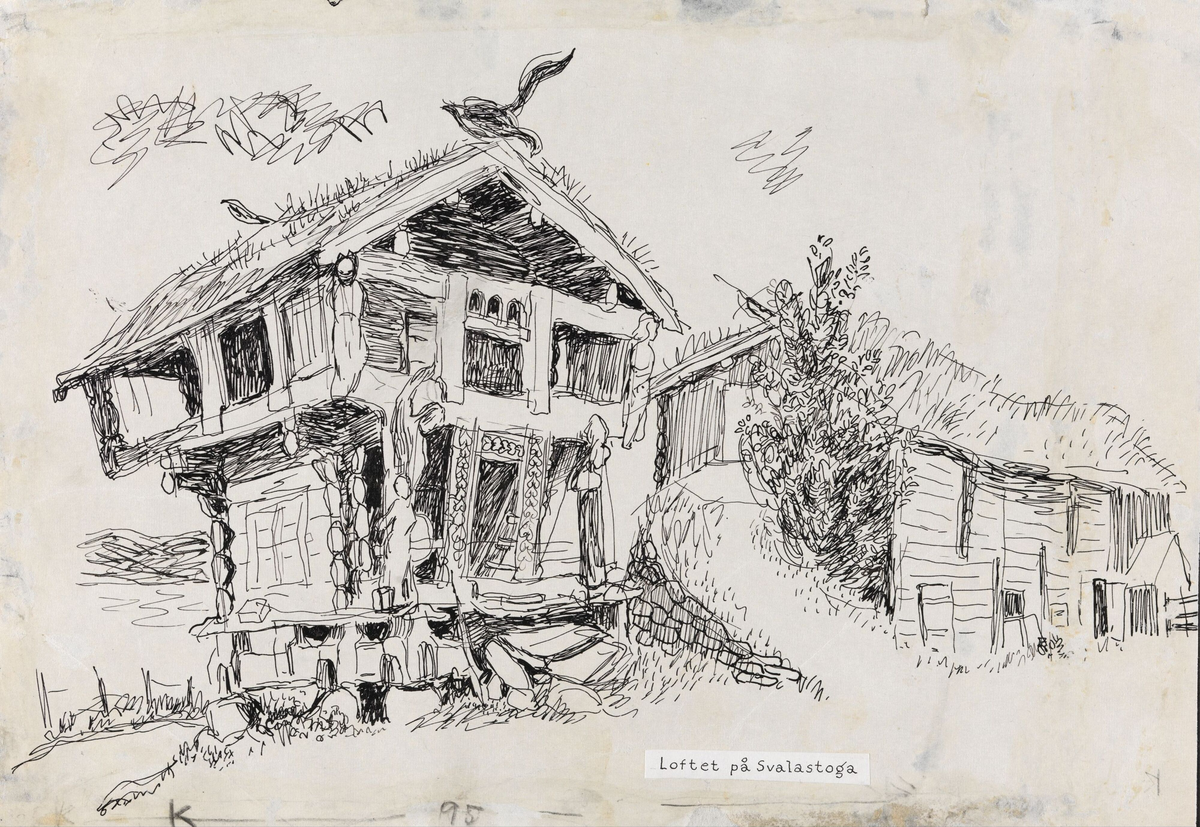 Loftet på Svalastoga i Nesland, Rauland [Tegning]