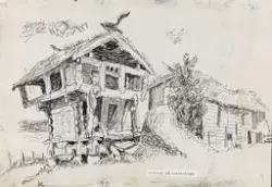 Loftet på Svalastoga i Nesland, Rauland [Tegning]