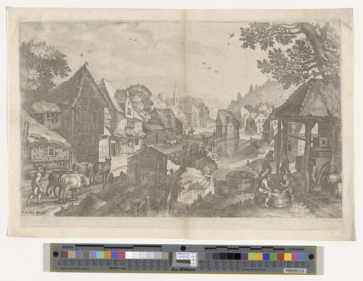 Landsby ved en liten elv [Grafikk]
