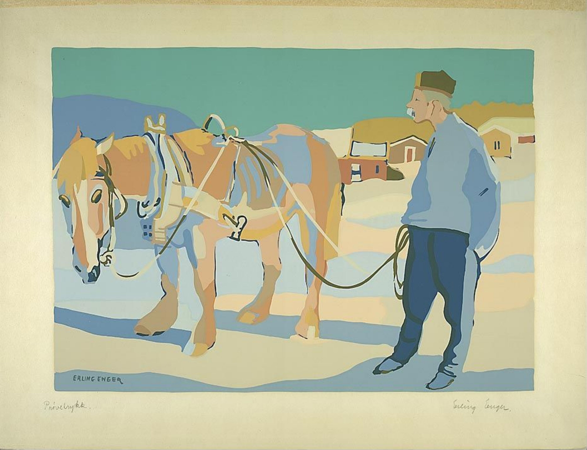 Bonde med hest [Grafikk]