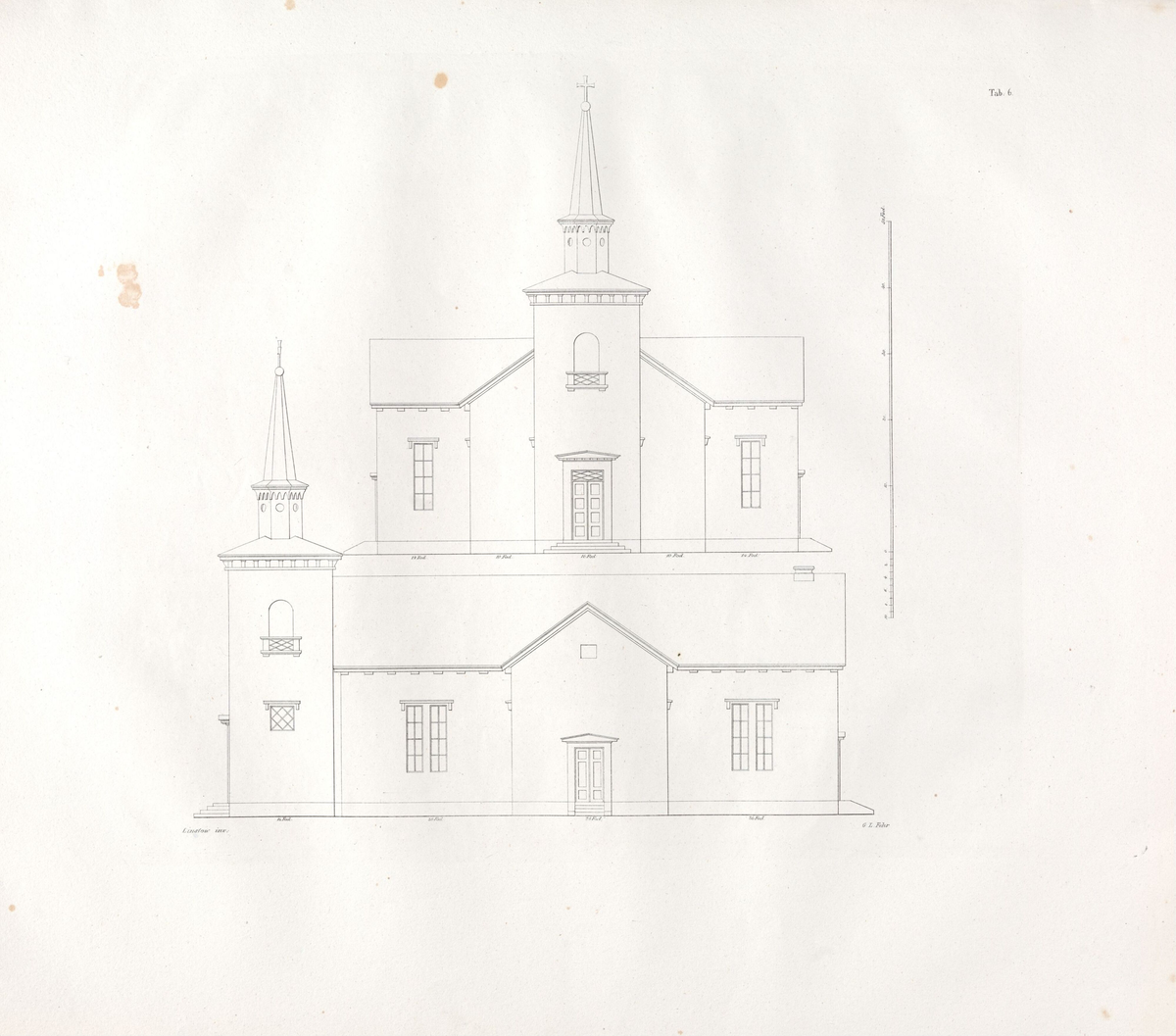 Tegning til en kirkebygning på landet [Grafikk]