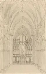 Forslag til orgel i Nidarosdomen [Interiørperspektiv]