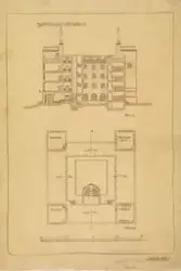 Brede seil. Sjømannskole på Ekeberg [Fasadeoppriss]