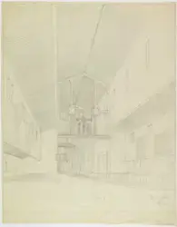 Interiør i Bodø kirke, sett mot koret [Interiørperspektiv]