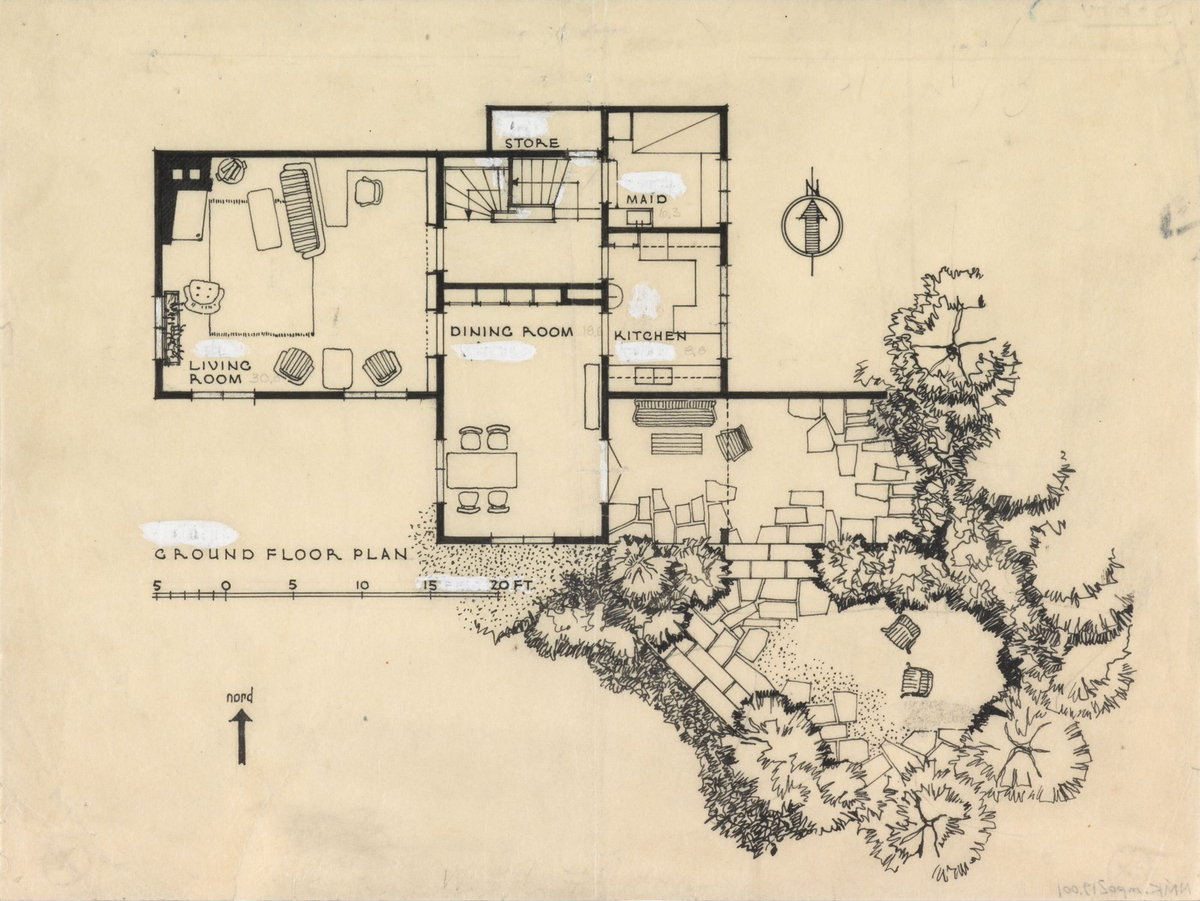 Hus for Bjelke, plan av 1. etasje [Plantegning]