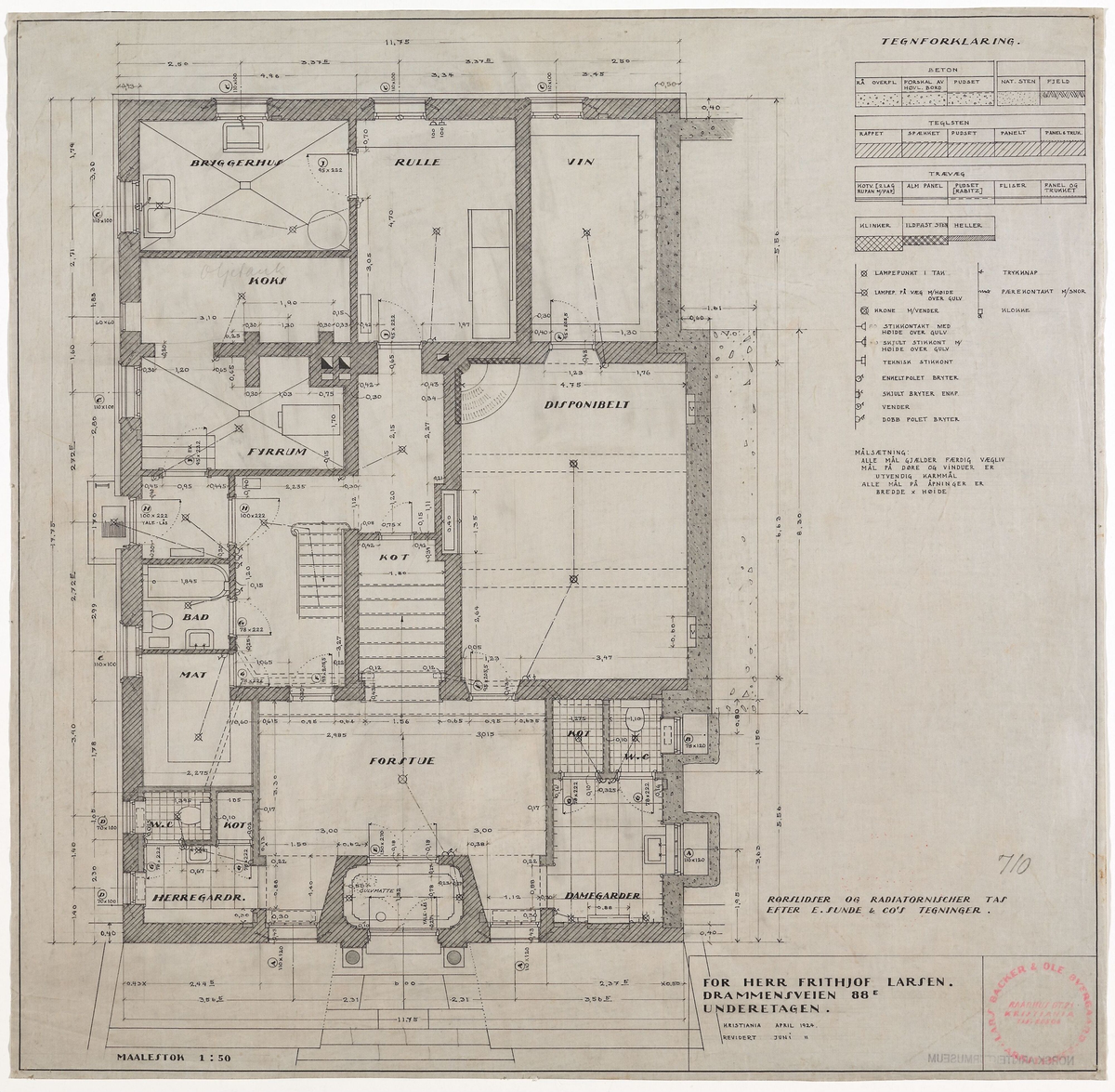 Villa for grosserer Frithjof Larsen [Plantegning]