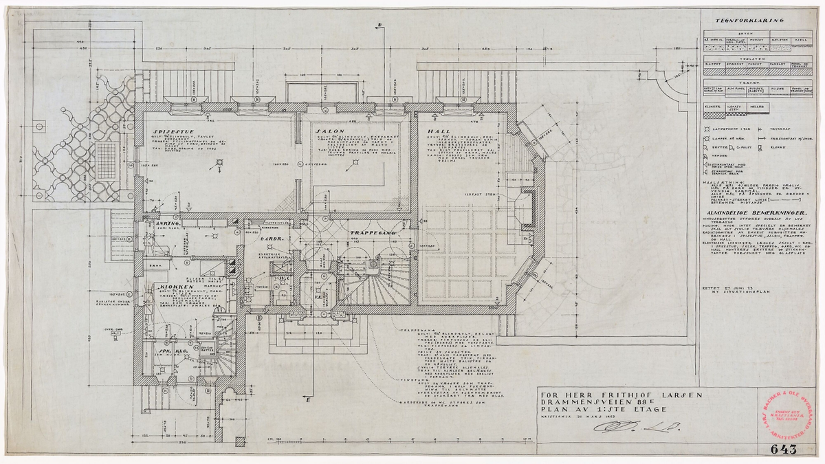 Villa for grosserer Frithjof Larsen [Plantegning]