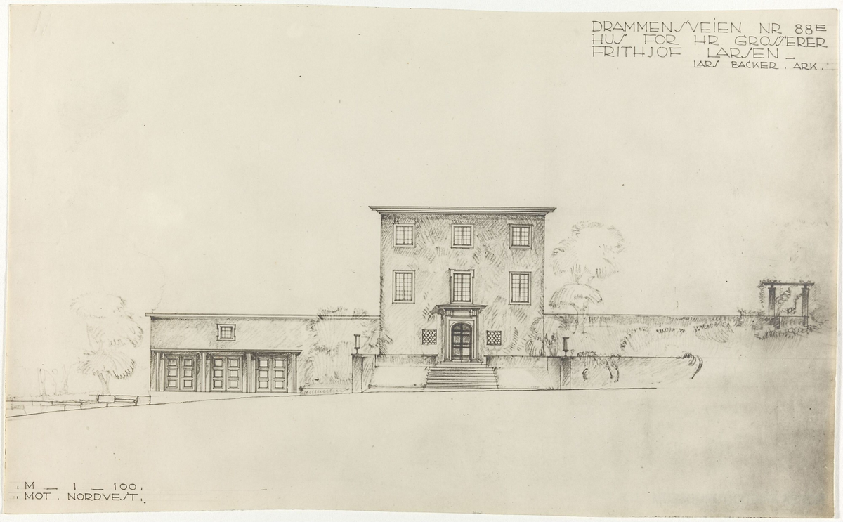 Villa for grosserer Frithjof Larsen [Fasadeoppriss]