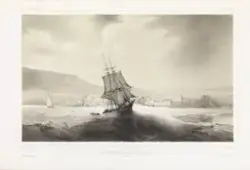 "La Recherche" ved avreisen fra Torshavn [Grafikk]