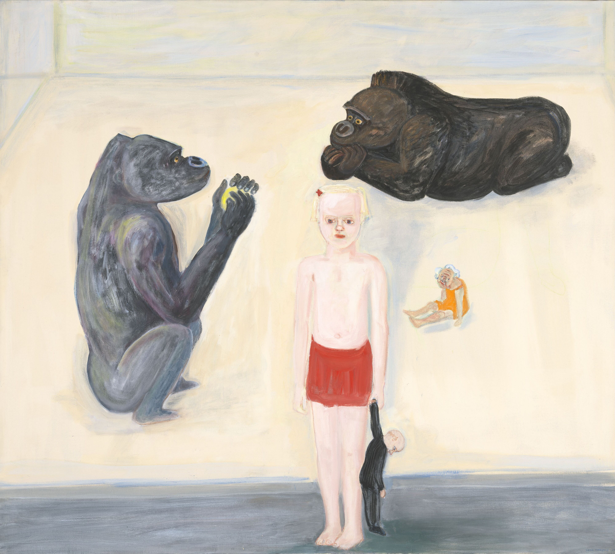 Pike, pappadukke, mammadukke og gorillaer [Maleri]