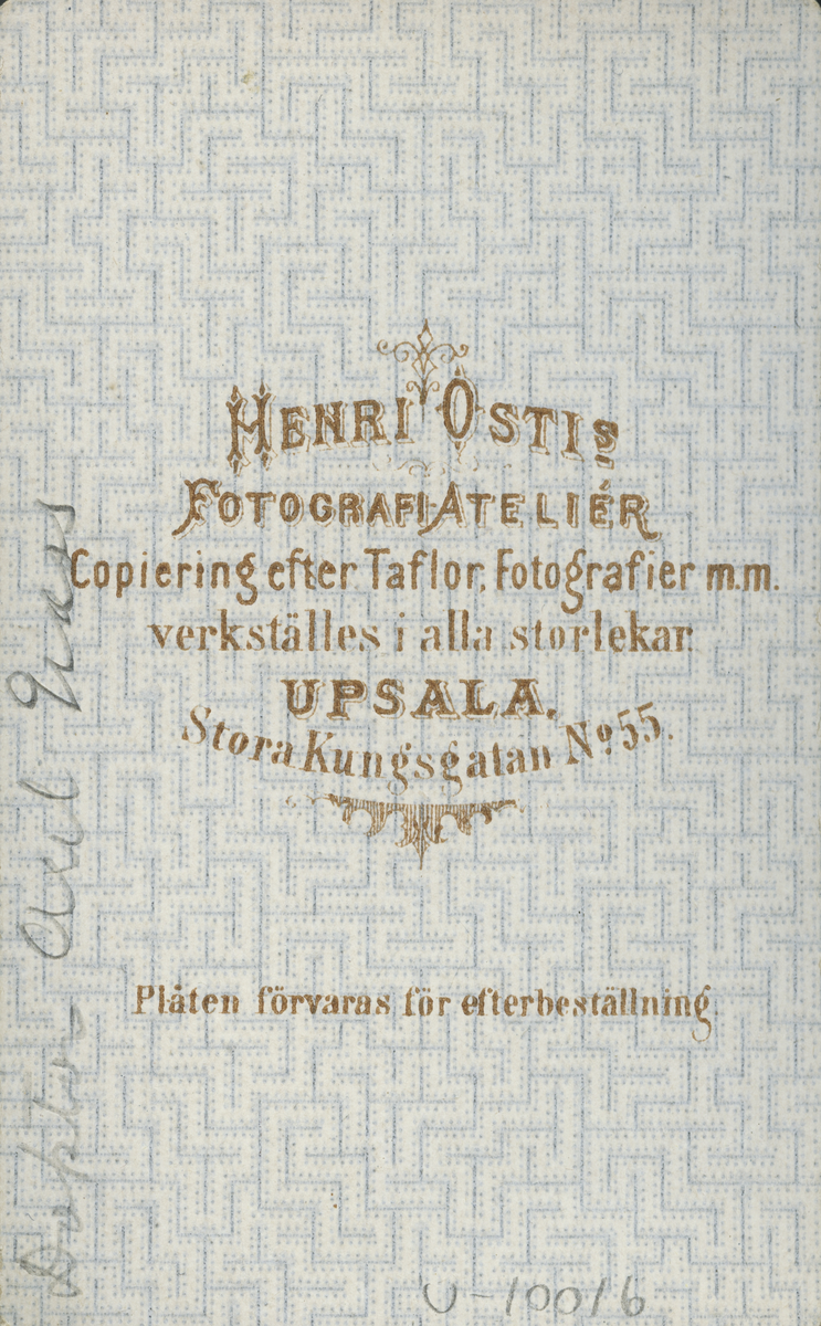 Porträtt av doktor Axel Grass (enligt text baksida kort).