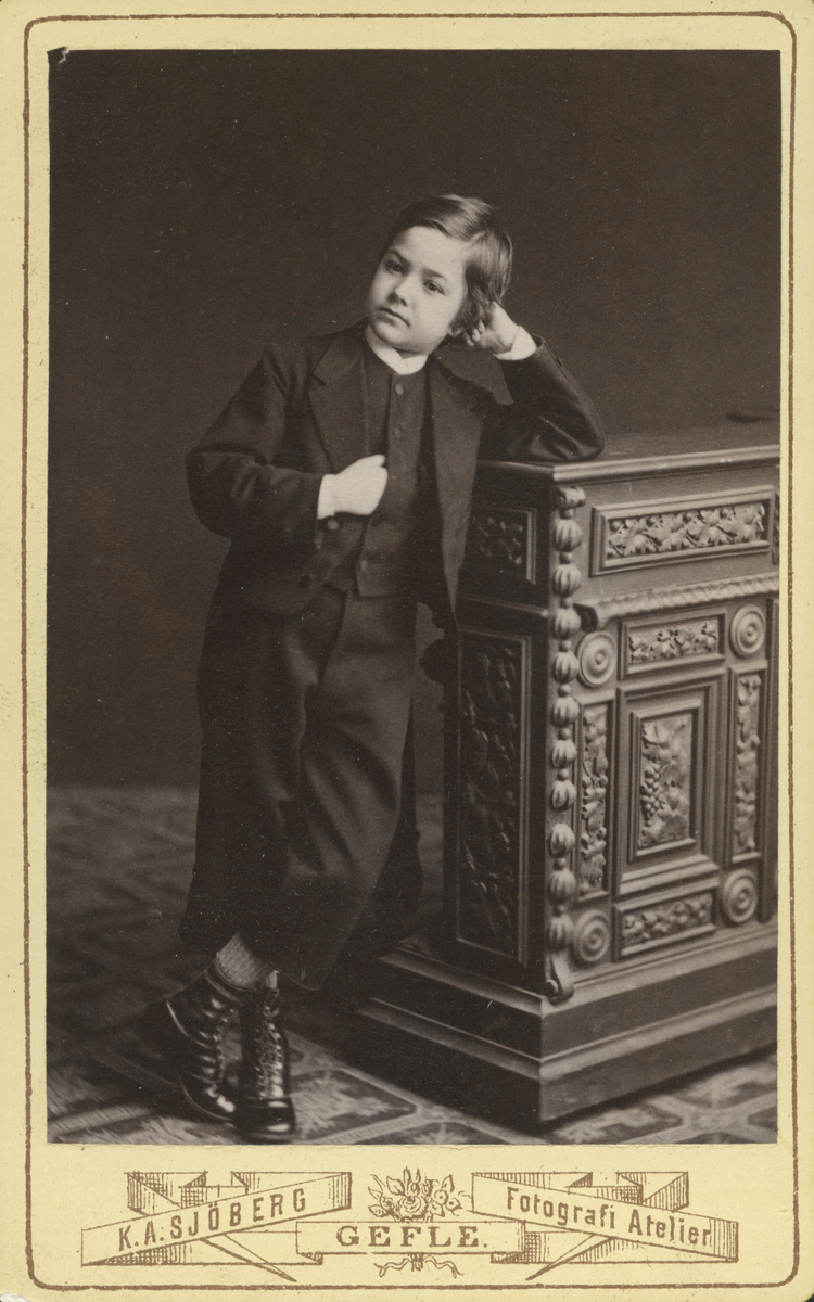 Barnporträtt av Hugo Tynell, född 23/11-1868, död 29/12-1878 (enligt text på baksida kort).