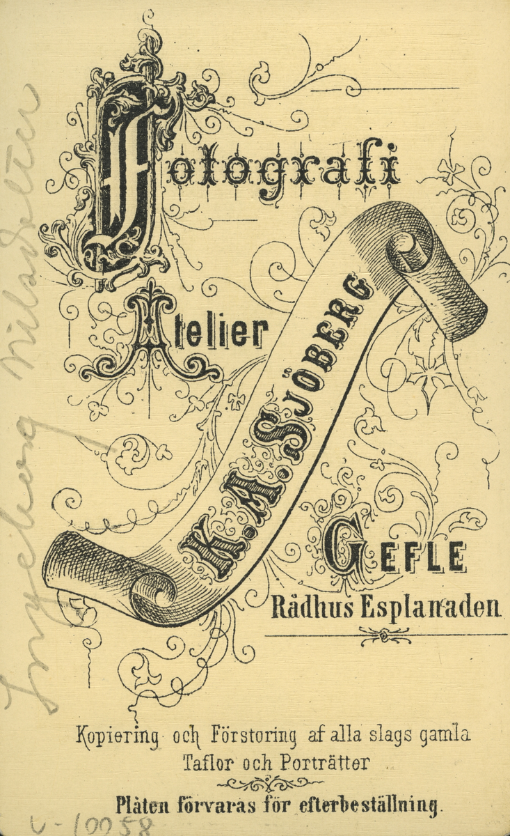 Porträtt av Ingeborg Nilsdotter (enligt text baksida kort).