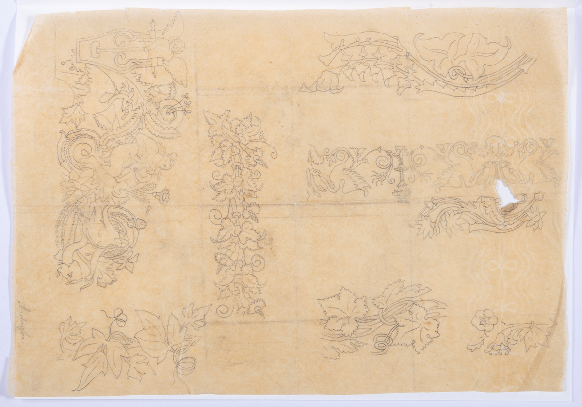 Förlagor till interiör målning, text i nedre vänstra hörn "Andersson".