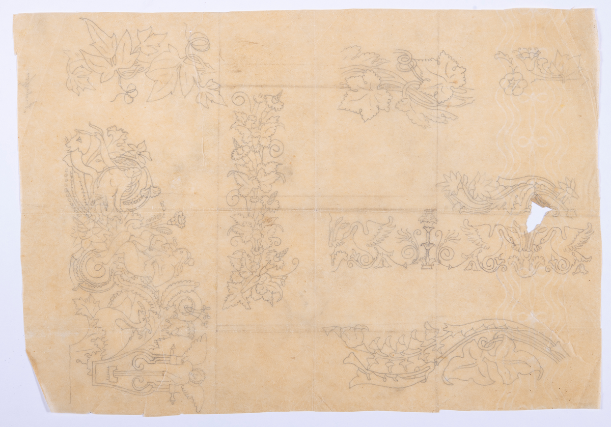 Förlagor till interiör målning, text i nedre vänstra hörn "Andersson".