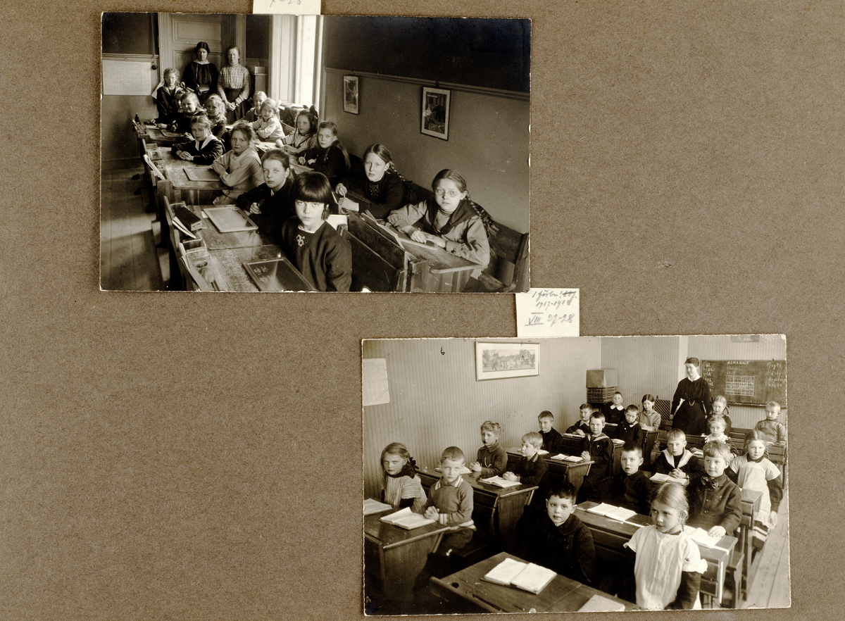 Lärare och elever vid Lindska skolan, kvarteret Ubbo, Uppsala