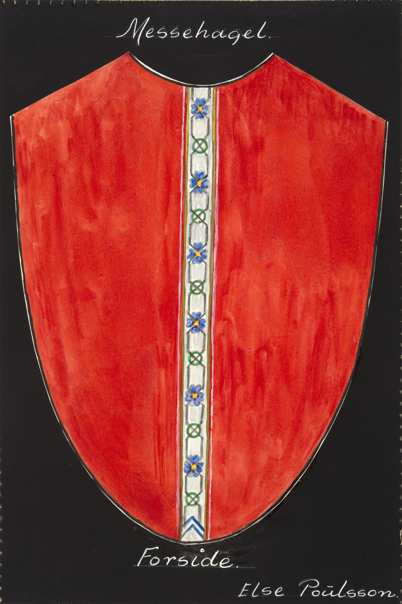 Messehagel. Skisse fra Den norske husflidsforenings mønstersamling. Kunstner Else Poulsson. Mønster nr. 128.
