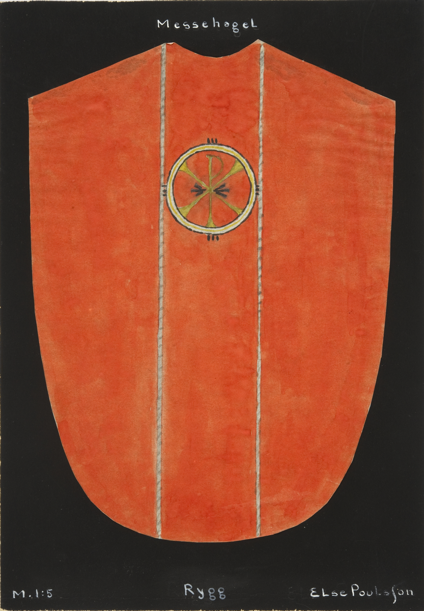 Ryggstykke til messehagel. Skisse fra Den norske husflidsforenings mønstersamling. Kunstner Else Poulsson. Mønster nr. 118.