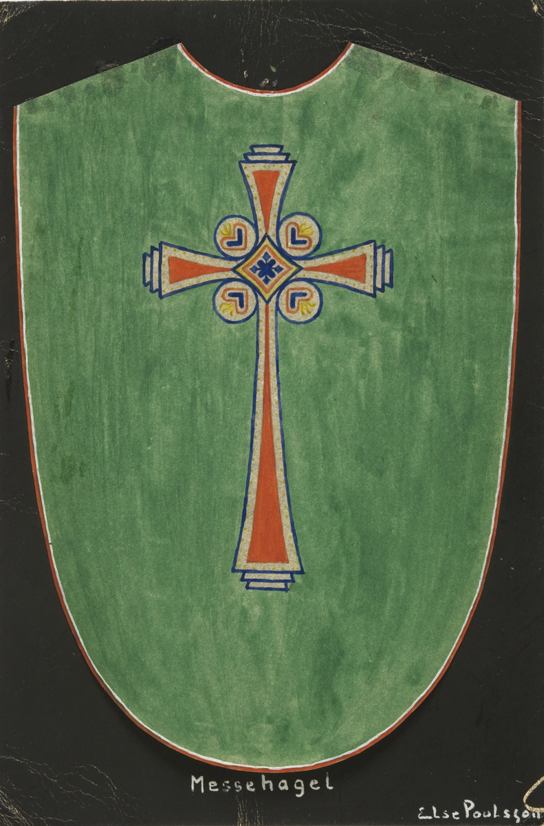 Messehagel. Skisse fra Den norske husflidsforenings mønstersamling. Kunstner Else Poulsson. Mønster nr. 148.
