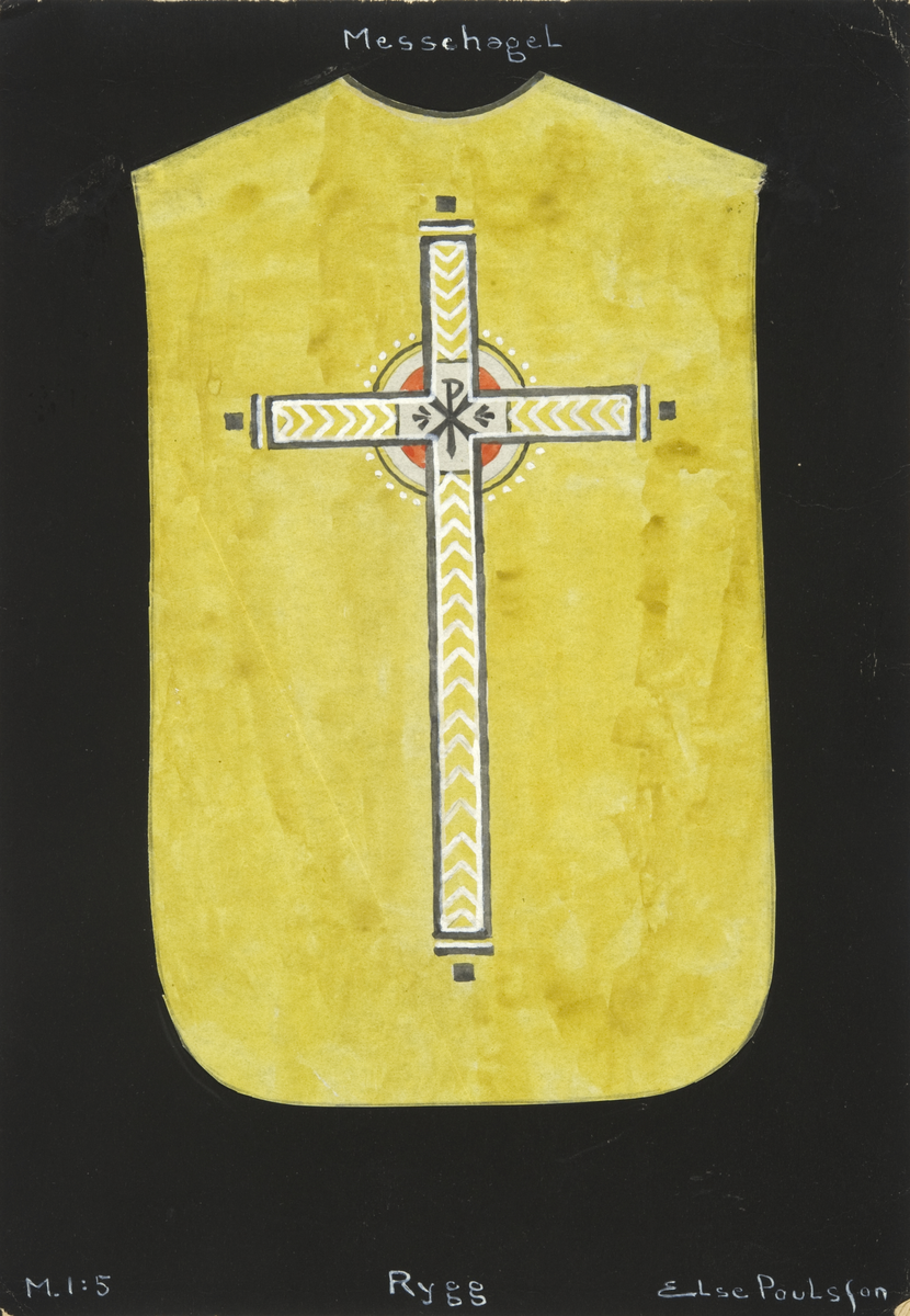 Ryggstykke til messehagel. Skisse fra Den norske husflidsforenings mønstersamling. Kunstner Else Poulsson. Mønster nr. 116.