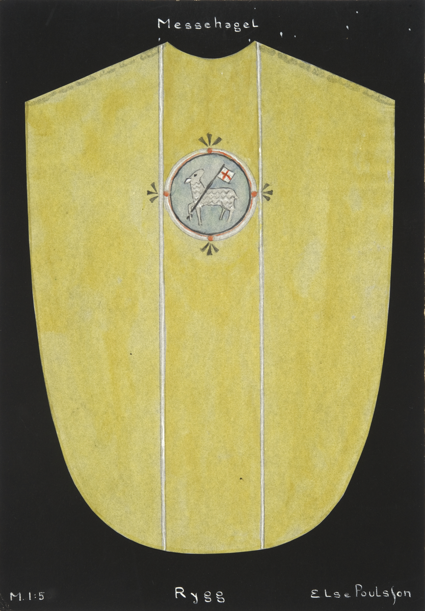 Ryggstykke til messehagel. Skisse fra Den norske husflidsforenings mønstersamling. Kunstner Else Poulsson. Mønster nr. 115.