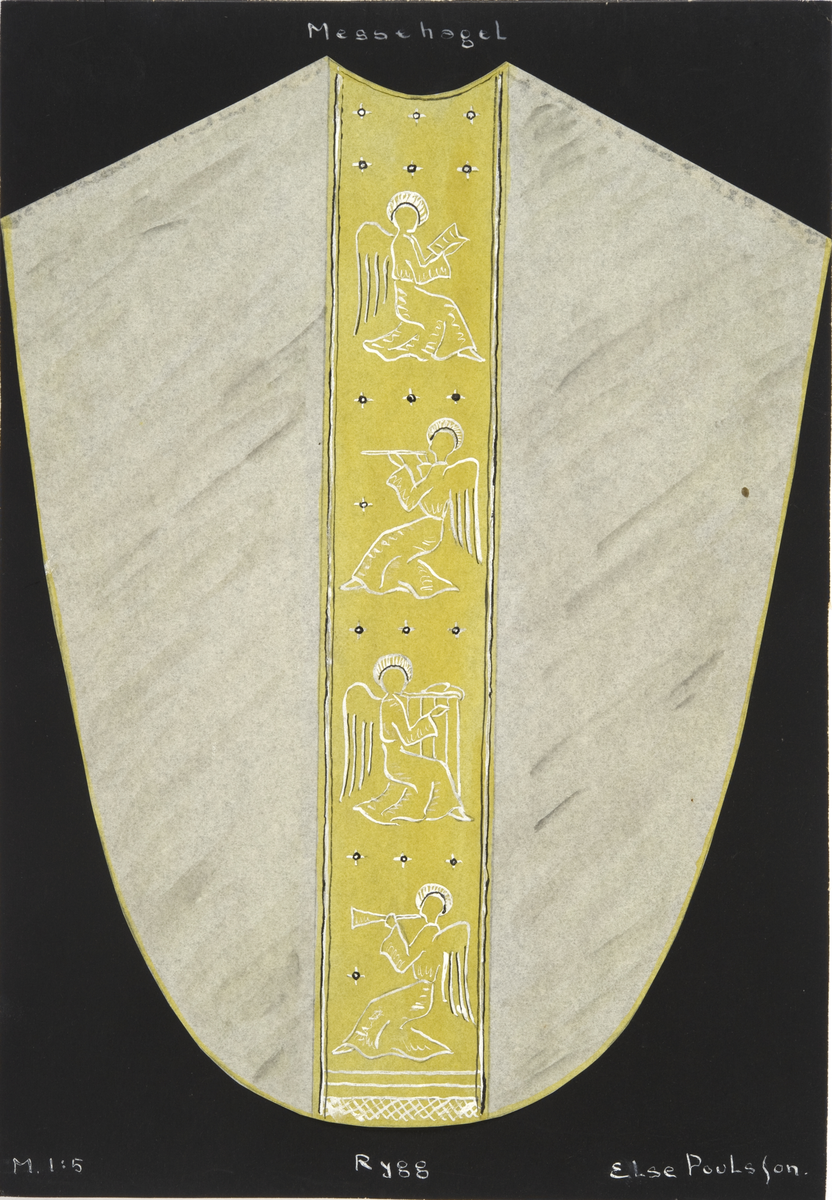 Ryggstykke til messehagel. Skisse fra Den norske husflidsforenings mønstersamling. Kunstner Else Poulsson. Mønster nr. 114.