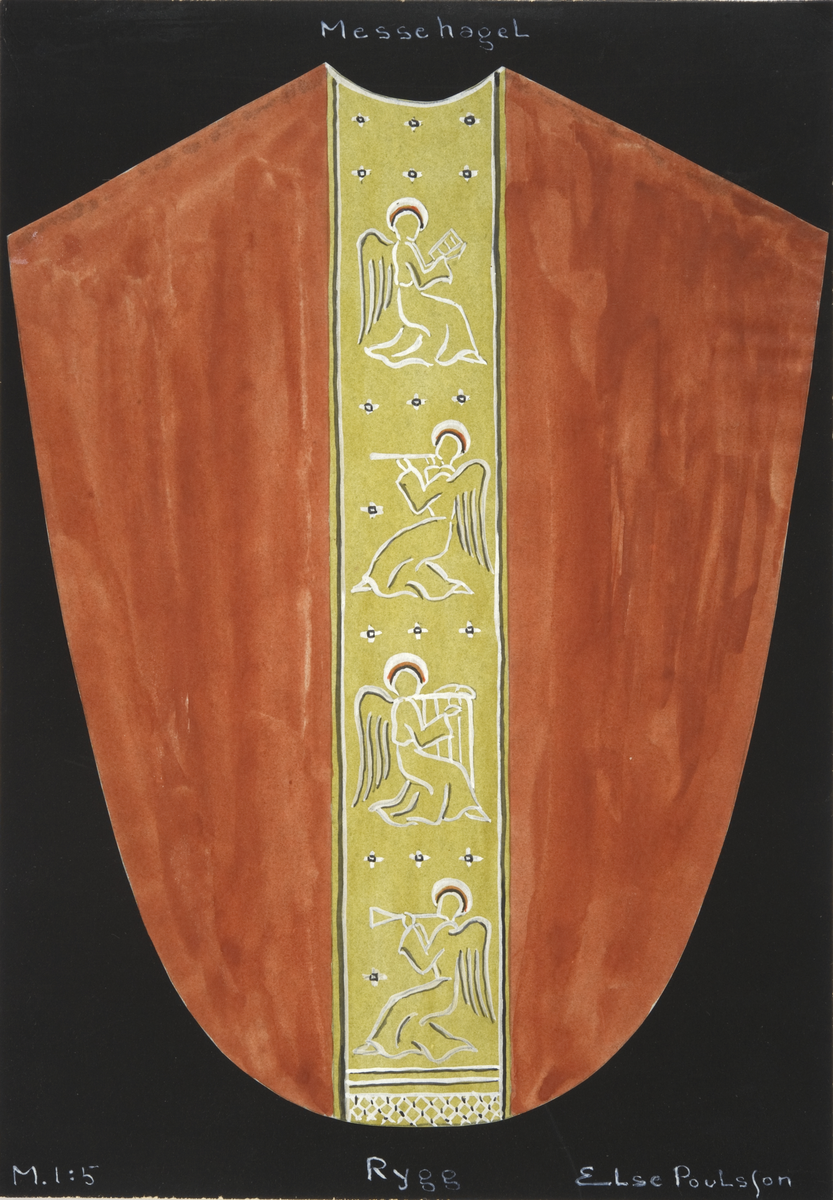 Ryggstykke til messehagel. Skisse fra Den norske husflidsforenings mønstersamling. Kunstner Else Poulsson. Mønster nr. 114.