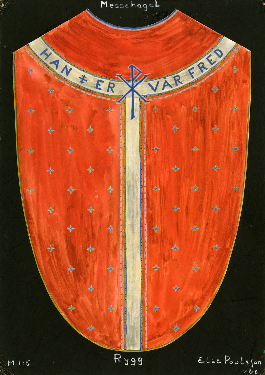 Messehagel. Skisse fra Den norske husflidsforenings mønstersamling. Kunstner Else Poulsson. Mønster nr. 147.