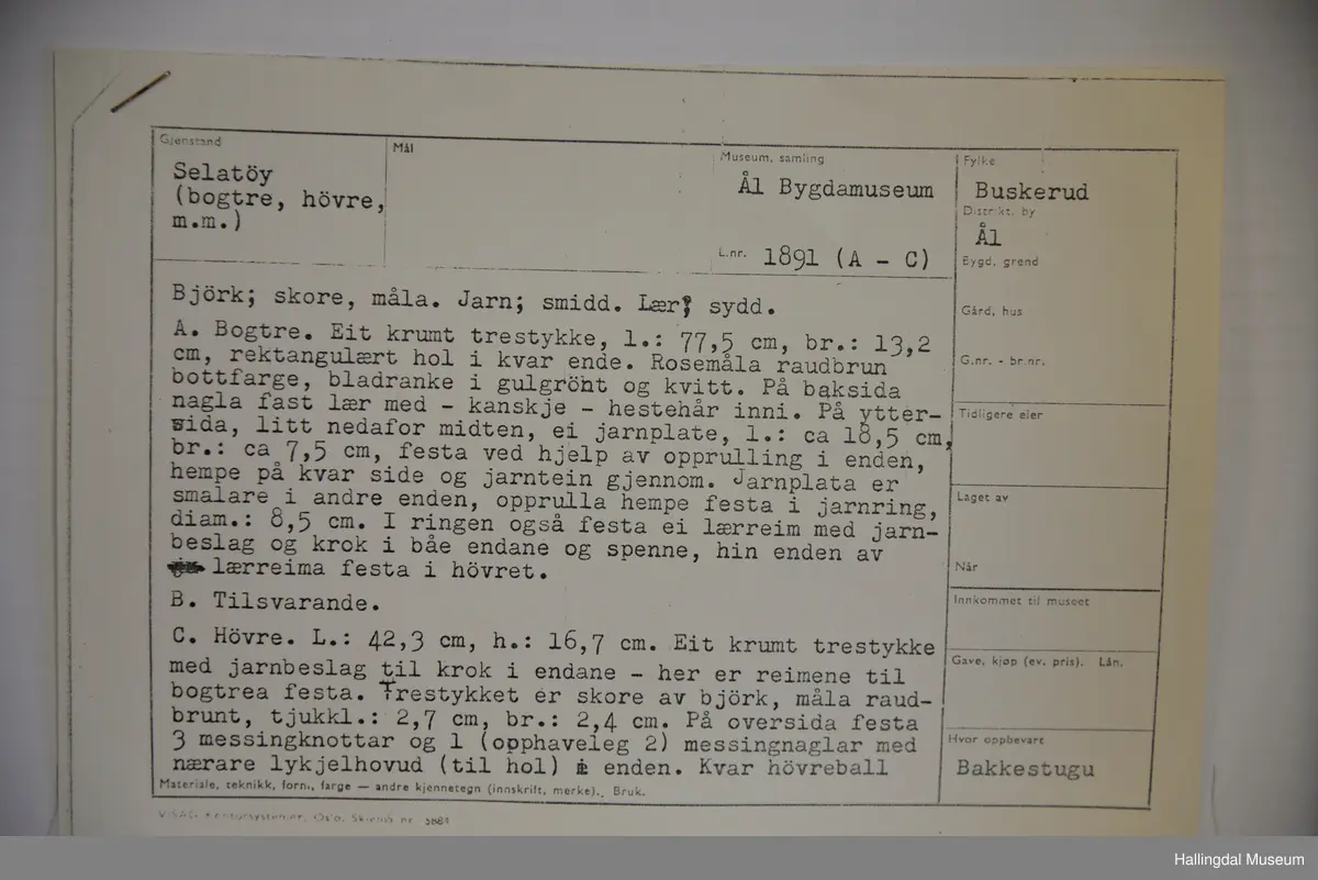 Seletøy med bogtre, høvre m.m.