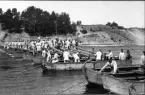 Svea ingenjörkår, Ing 1. Övningsplatsen Laxön. Flytande krigsbro över Dalälven vid Sand.