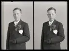 Porträtt, läsfoto, Olof Hedström, Herrevad, Kolbäck.
Ur Gustaf Åhmans samling.
