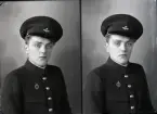 Porträtt.
Man i uniform. 
Ingvar Eriksson, Kolbäck.
Ur Gustaf Åhmans samling.