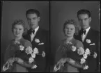 Bröllopsporträtt. Brudpar. Olov Eriksson. Ur Gustaf Åhmans samling.