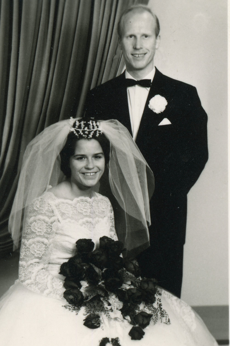 Brudebilde av Kristi Lunde og Svein Lunde Flå gift 18/8 1962