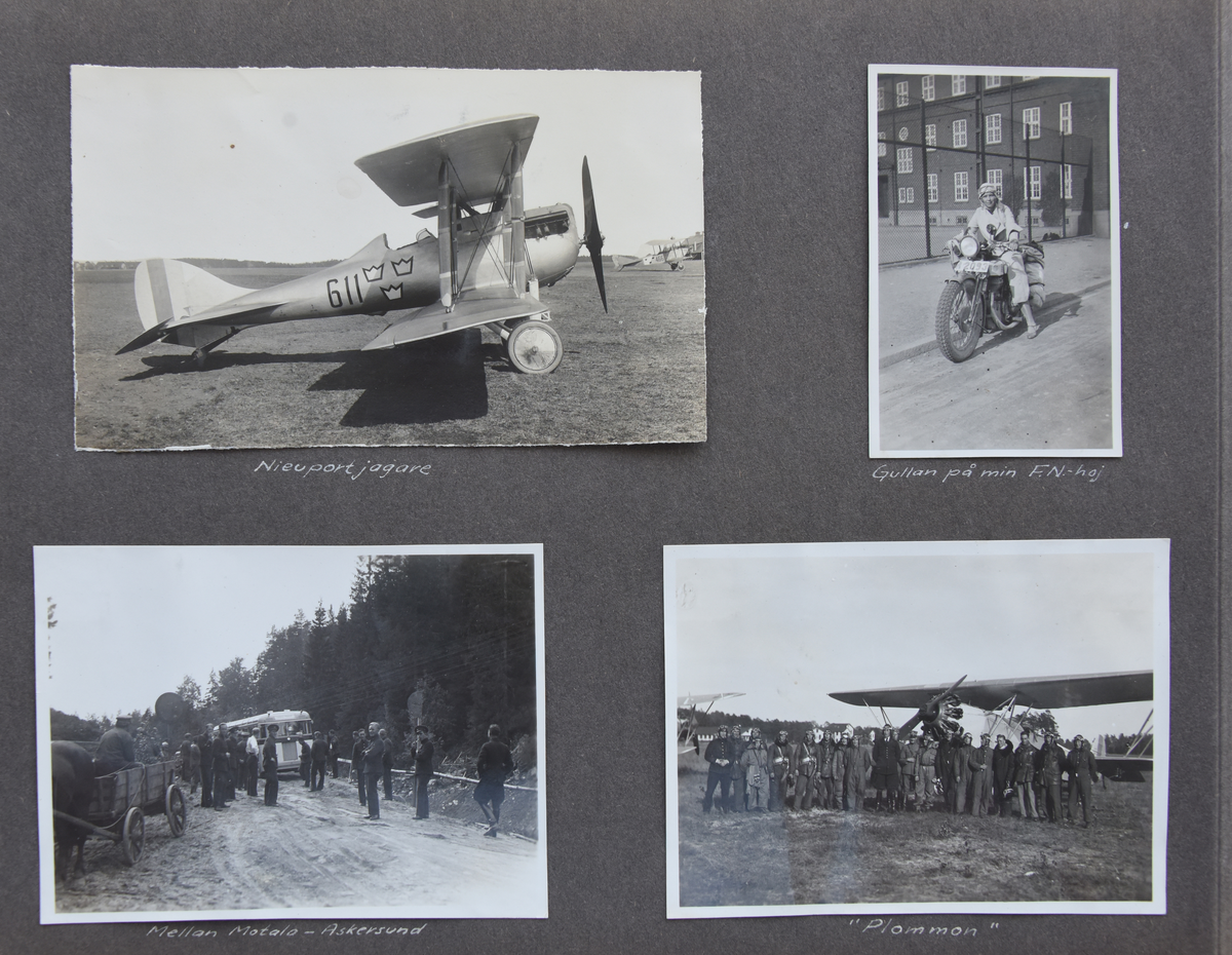 Fotoalbum, Nils Olof Sefeldt, född Svensson.

Fotolbum och 1 löst albumblad från Olle Svenssons utbildning och tjänst i svenska flygvapnet, 1934-1936. Därtill en del privata bilder.

Totalt 200 bilder.