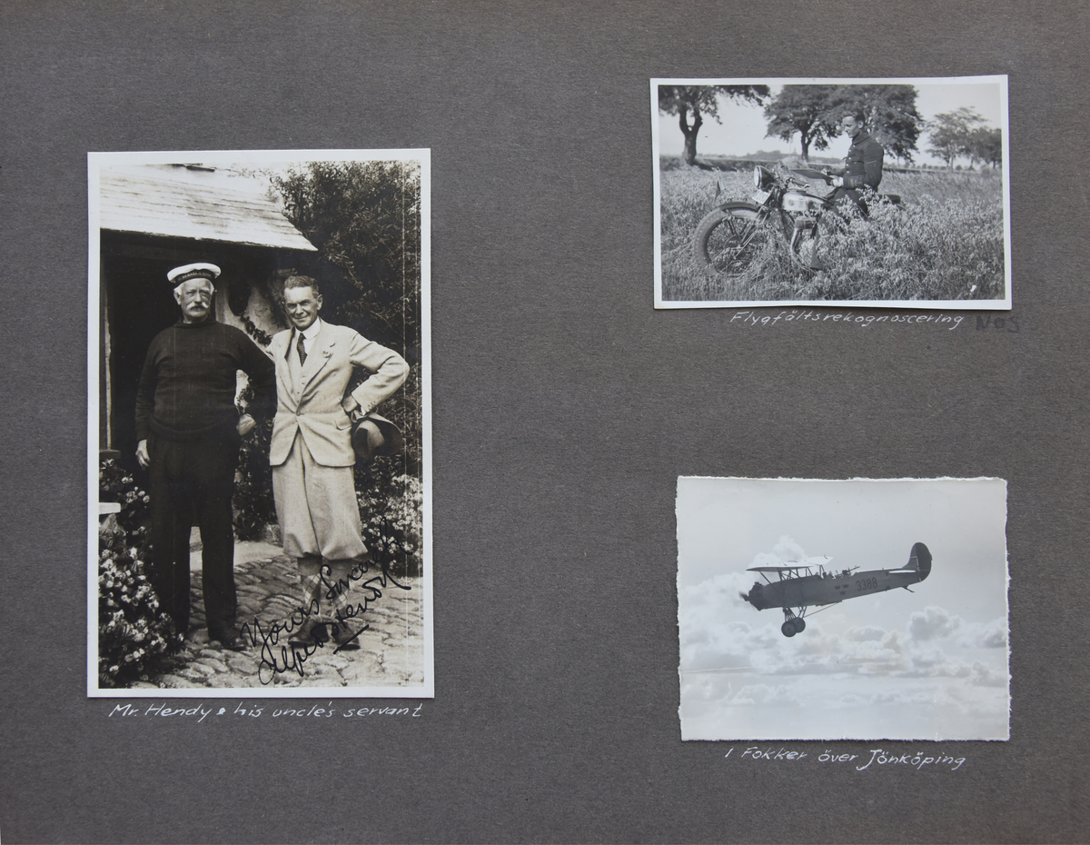 Fotoalbum, Nils Olof Sefeldt, född Svensson.

Fotolbum och 1 löst albumblad från Olle Svenssons utbildning och tjänst i svenska flygvapnet, 1934-1936. Därtill en del privata bilder.

Totalt 200 bilder.