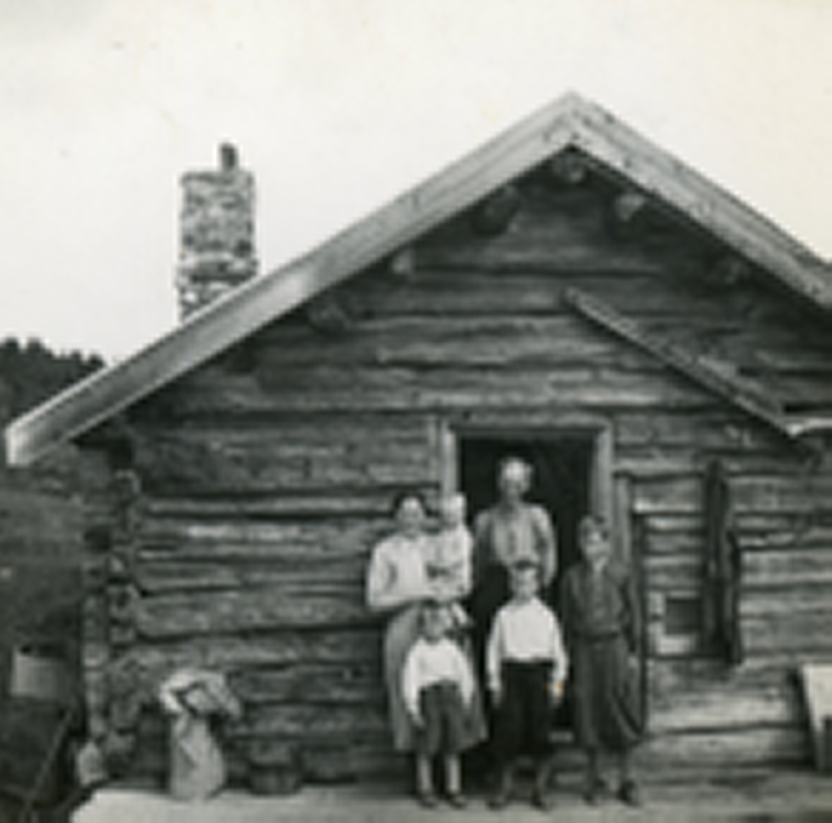 Fammilegruppe framme frå v.Gunnar Stake, Ivar Stake og Otto Stake.
Bak står Gunhild Treverket Stake med Sigbjørn Stake på armen og Olav Stake.