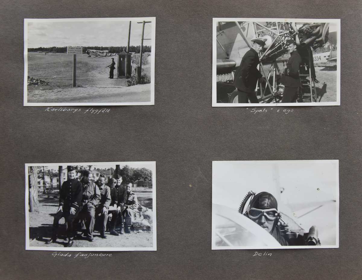 Fotoalbum, Nils Olof Sefeldt, född Svensson.

Fotolbum och 1 löst albumblad från Olle Svenssons utbildning och tjänst i svenska flygvapnet, 1934-1936. Därtill en del privata bilder.

Totalt 200 bilder.
