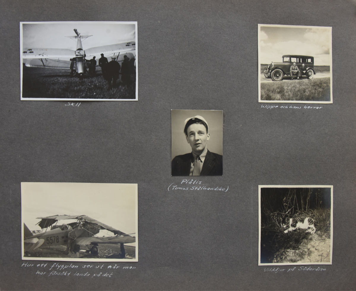 Fotoalbum, Nils Olof Sefeldt, född Svensson.

Fotolbum och 1 löst albumblad från Olle Svenssons utbildning och tjänst i svenska flygvapnet, 1934-1936. Därtill en del privata bilder.

Totalt 200 bilder.