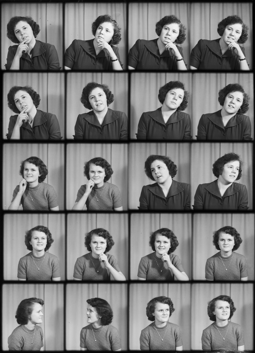 Kvinna och Gunvor Pettersson från Foghammar, Alunda socken, Uppland 1950