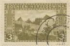 Frimärke ur Gösta Bodmans filatelistiska motivsamling, påbörjad 1950.
Frimärke från Bosnien o Herzegovina, 1906. Motiv av Pliva Tor i Jajce