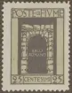 Frimärke ur Gösta Bodmans filatelistiska motivsamling, påbörjad 1950.
Frimärke från Fiume, 1923. Motiv av Romerska Porten i Fiume