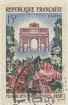 Frimärke ur Gösta Bodmans filatelistiska motivsamling, påbörjad 1950.
Frimärke från Frankrike, 1959. Motiv av Triumfbågen vid l'Etoileplatsen i Paris Uppfördes 1806-37 till Napoleons ära. -Propaganda för staden Paris Blomsterfestival 1959-