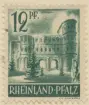 Frimärke ur Gösta Bodmans filatelistiska motivsamling, påbörjad 1950.
Frimärke från Rheinland - Pfalz, 1947. Motiv av Porta nigra Trier