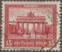 Frimärke ur Gösta Bodmans filatelistiska motivsamling, påbörjad 1950.
Frimärke från Tyskland, 1930. Motiv av Brandenburger Thor i Berlin