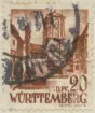 Frimärke ur Gösta Bodmans filatelistiska motivsamling, påbörjad 1950.
Frimärke från Württemberg, 1948. Motiv av Leutkircher-Tor -stadsportal i Wangen, Allgäu