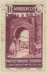 Frimärke ur Gösta Bodmans filatelistiska motivsamling, påbörjad 1950.
Frimärke från Spanska Marocko, 1941. Motiv av Stadsporten i Tanger