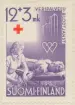 Frimärke ur Gösta Bodmans filatelistiska motivsamling, påbörjad 1950.
Frimärke från Finland, 1951. Motiv av Blodtransfusion 