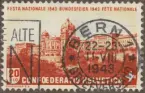 Frimärke ur Gösta Bodmans filatelistiska motivsamling, påbörjad 1950.
Frimärke från Schweiz, 1943. Motiv av Bundeshaus Riksdagshuset i Bern Bundesfeier 1943