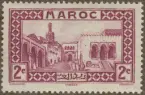 Frimärke ur Gösta Bodmans filatelistiska motivsamling, påbörjad 1950.
Frimärke från Franska Marocko, 1933. Motiv av Sultanens gamla palats Tanger
